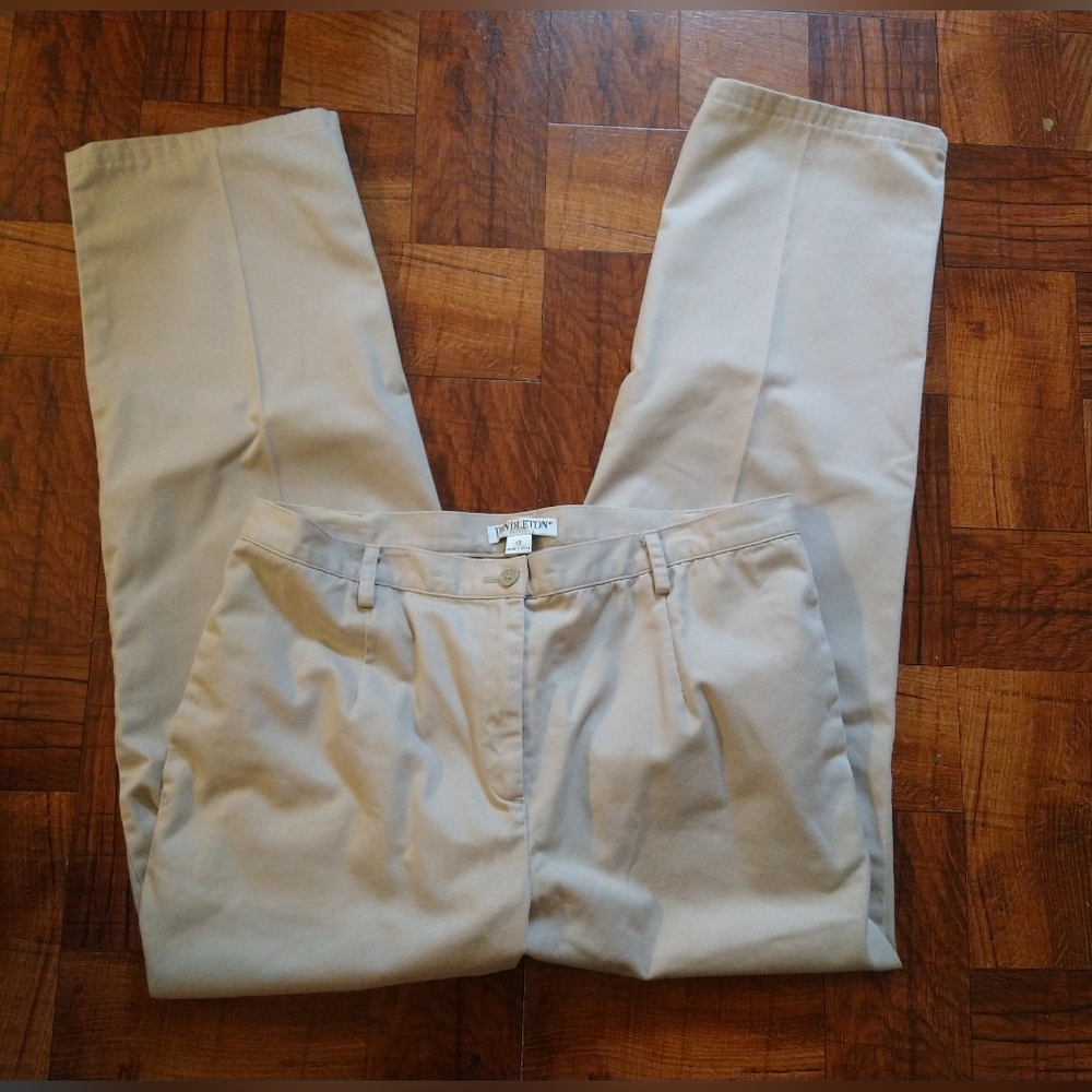 Pendleton Petite 100% Cotton Tan Beige Pants Slacks Work Casual Women's 12P